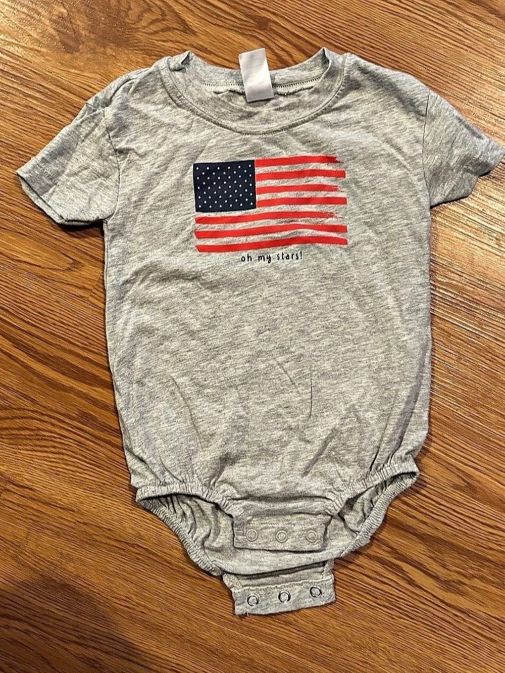 carter's American Flag Bubble Romper Baby 18M Gray & Red